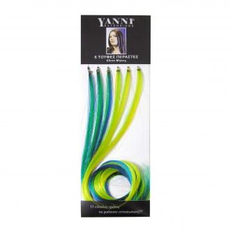 ΣΕΤ 6 Τούφες Περαστές Συνθετικές Μπλε - Πράσινο 65cm - 21512