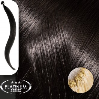Micro Ring Loop Hair Extensions Φυσική Τρίχα Platinum No 1.0 Μαύρο-50cm 21120-1