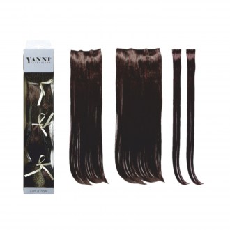 ΣΕΤ Extensions Συνθετικό Ίσιο Μαύρο - Κόκκινο 55cm - 21517