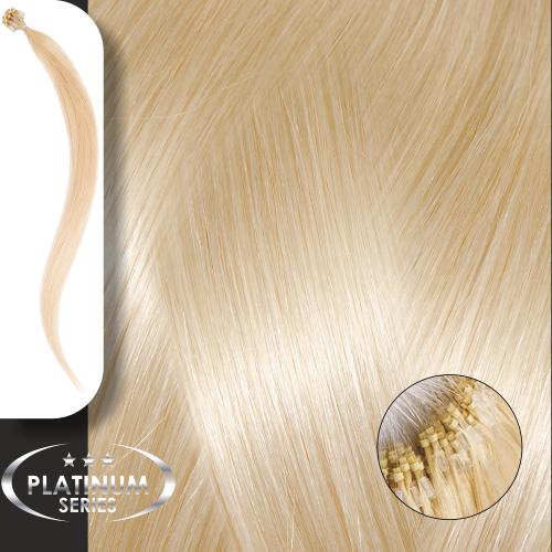 Micro Ring Loop Hair Extensions Φυσική Τρίχα Platinum Νο 10.00 Ξανθό Πλατινέ-50cm 21120-1000