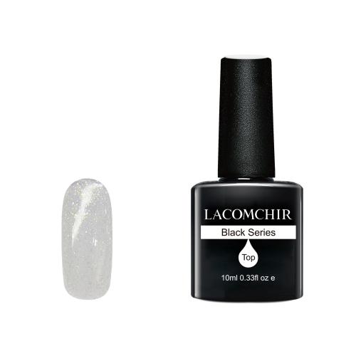 Lacomchir UV - LED Black Sparkle Top Coat No Wipe - 10ml - 23002-ST