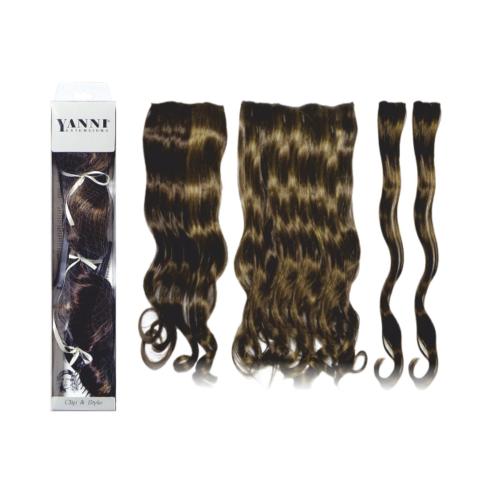 ΣΕΤ Extensions Συνθετική Μπούκλα Καστανό Ανταύγεια 45cm - 21524