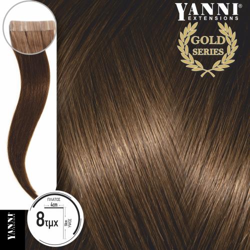 Τρέσα Φυσική Τρίχα Αυτοκόλλητη Gold Series Νο 6.0 Ξανθό Σκούρο- 50cm - 21104-6