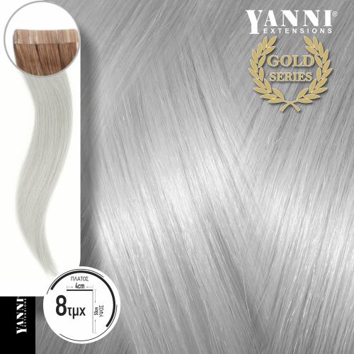Τρέσα Φυσική Τρίχα Αυτοκόλλητη Σετ 8 Τεμαχίων Gold Series Ασημί / Silver - 50cm - 21104-S