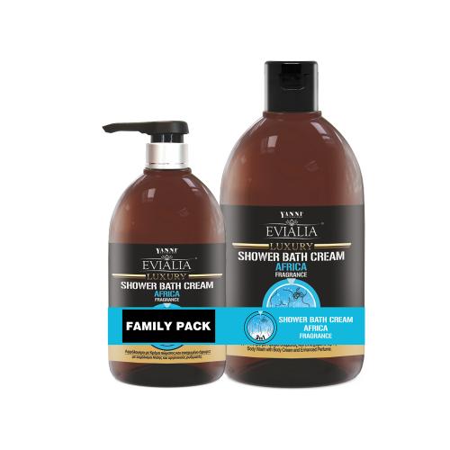 family pack - Evialia Shower Bath Cream Africa Με Κρέμα Σώματος - 1lt + 500ml 24037