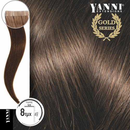 Τρέσα Φυσική Τρίχα Αυτοκόλλητη Gold Series Νο 6.03 Ξανθό Σκούρο Ζεστό-50cm 21104-603