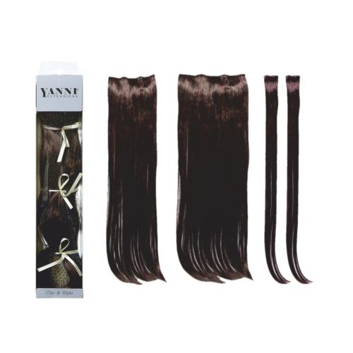 ΣΕΤ Extensions Συνθετικό Ίσιο Μαύρο - Κόκκινο 55cm - 21517